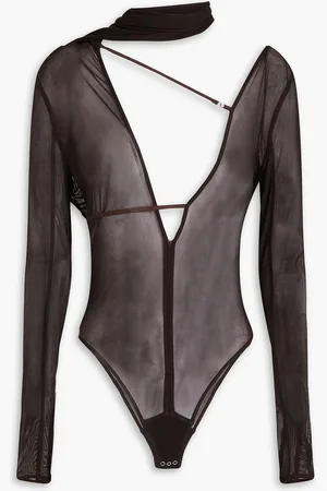 Jacquemus Abanaba stretch-mesh bodysuit - Brown - FR 36