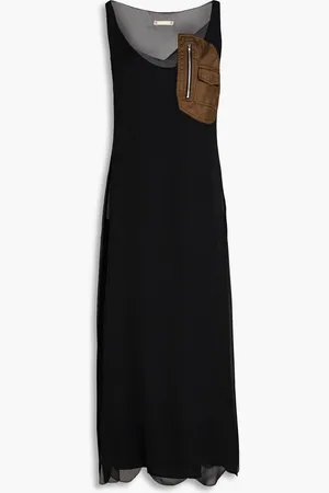 Maison Margiela Twill-trimmed georgette midi dress - - IT 38