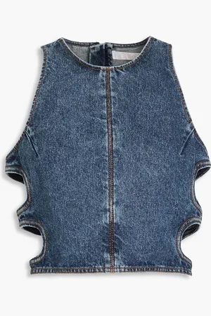 Chloé Cropped cutout denim top - Blue - FR 40