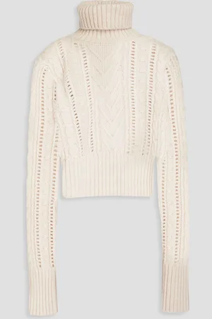 RAG&BONE Elizabeth cable-knit wool, cotton and alpaca-blend turtleneck sweater - White - L