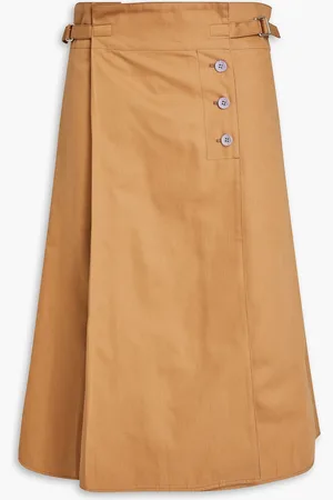 Acne Studios Pleated cotton-twill wrap skirt - Brown - DE 32