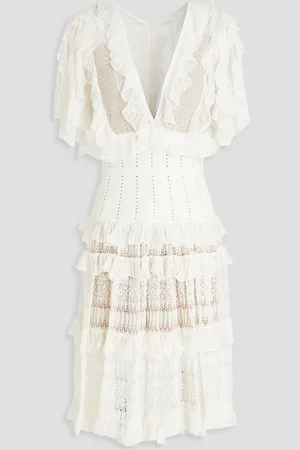 Zuhair Murad Ruffled pointelle-knit dress - White - FR 38