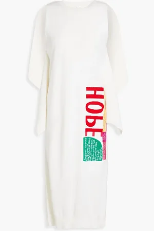 Chloé Draped appliquéd wool midi dress - White - XL