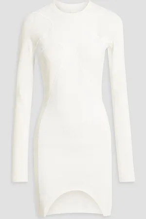 DION LEE Ribbed cotton-jersey mini dress - White - UK 4
