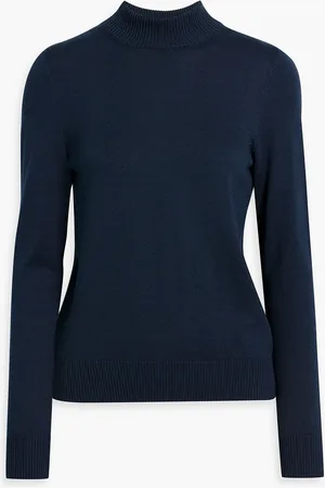 Oscar de la Renta Floral-print satin and cotton turtleneck sweater - Blue - S
