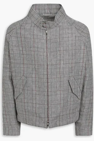 Thom Browne Prince of Wales checked linen jacket - - 1