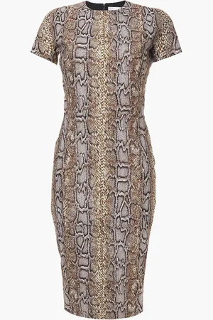 Victoria Beckham Cotton-blend snake-jacquard dress - - UK 6