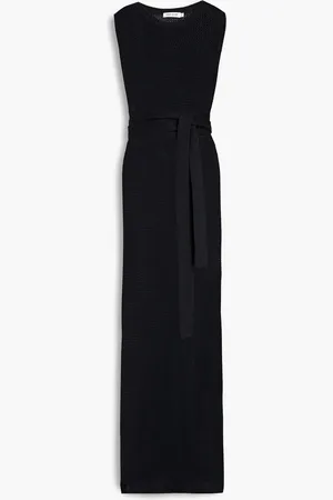 Anna Quan Belted pointelle-knit cotton and hemp-blend maxi dress - - UK 10