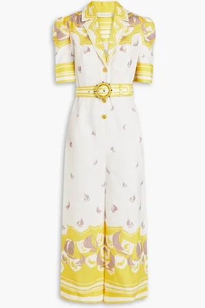 ZIMMERMANN Cropped printed linen wide-leg jumpsuit - - 00
