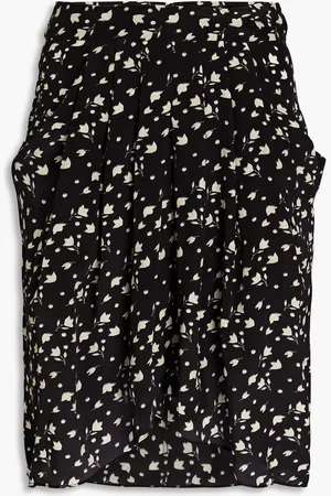 Isabel Marant Kinali pleated floral-print silk crepe de chine skirt - - FR 34