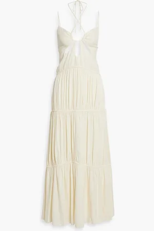 Simkhai Lina tiered cutout crepon maxi dress - White - M