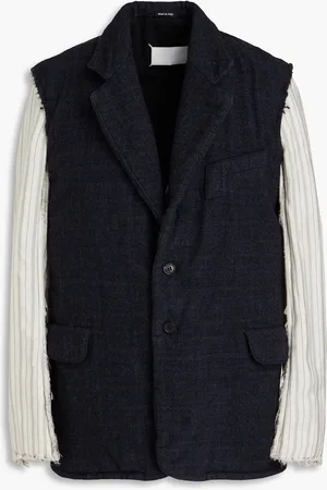 Maison Margiela Printed wool-tweed and poplin blazer - Gray - IT 40