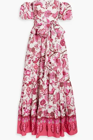 Cara Cara Wethersfield off-the-shoulder printed cotton-poplin maxi dress - Pink - US 0