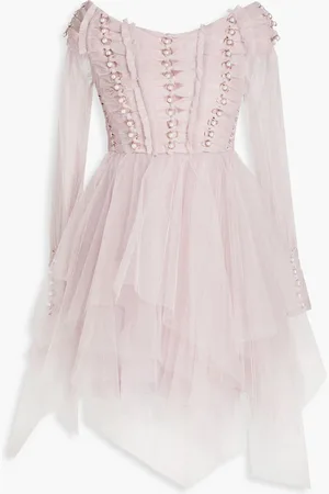 ZIMMERMANN Off-the-shoulder embellished tulle mini dress - Purple - 00