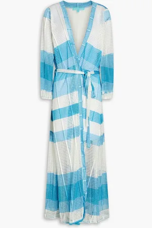 Melissa Odabash Belted striped crochet-knit coverup - Blue - S