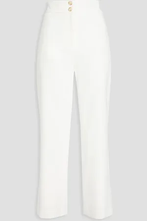 VERONICA BEARD Jeanne cropped grain de poudre wide-leg pants - - US 12