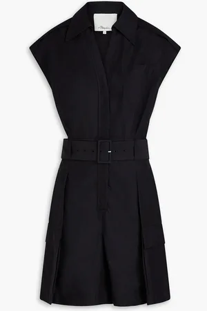 3.1 Phillip Lim Pleated belted cotton-blend poplin playsuit - - US 2