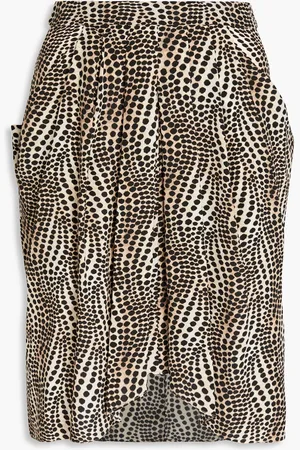 Isabel Marant Pleated printed silk-blend crepe de chine skirt - Neutral - FR 40