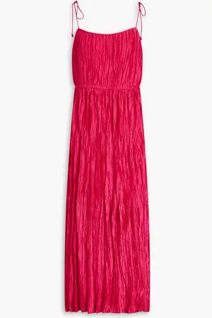 ULLA JOHNSON Orla plissé-satin midi dress - Pink - US 8