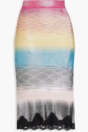 Missoni Lace-trimmed metallic space-dyed knitted skirt - Yellow - IT 38