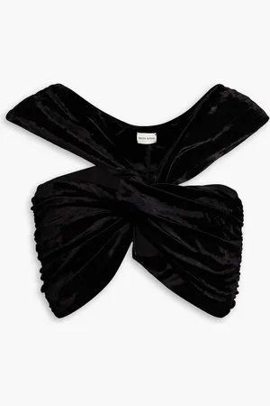 MAGDA BUTRYM Off-the-shoulder cropped ruched velour top - - FR 34