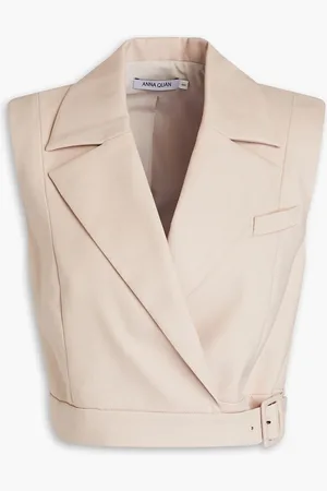 Anna Quan Cropped wool-blend twill vest - Neutral - UK 4