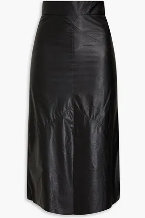 Isabel Marant Domi modal-blend faux leather midi skirt - - FR 34