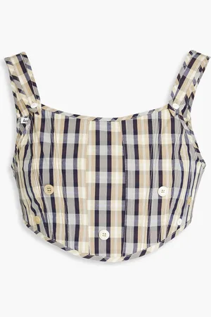 Acne Studios Cropped checked cotton-blend top - Neutral - DE 32