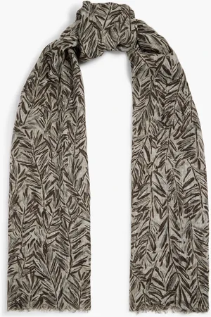 Brunello Cucinelli Printed linen-gauze scarf - Green - OneSize