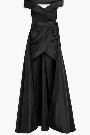 RHEA COSTA Convertible off-the-shoulder draped satin gown - - IT 42