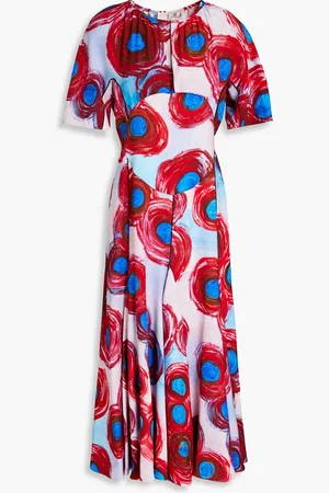 Marni Printed crepe midi dress - Red - IT 38