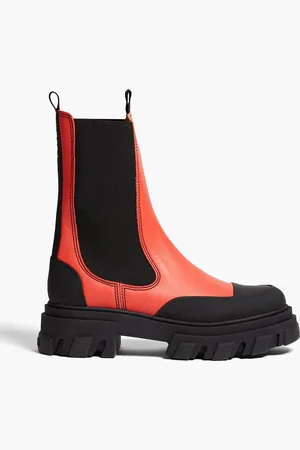 Ganni Leather Chelsea boots - Orange - EU 36