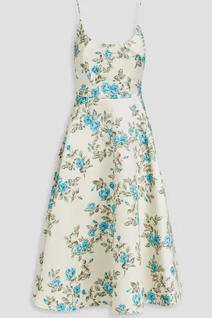 EMILIA WICKSTEAD Lana floral-print satin midi dress - White - UK 12