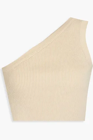 Jacquemus Ascu cropped one-shoulder linen-blend top - Neutral - FR 44