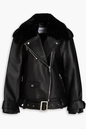 Stand Studio Belted faux leather biker jacket - - FR 32
