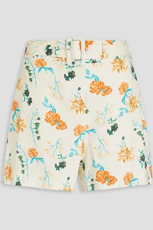 Solid The Renata belted floral-print linen-blend shorts - White - S
