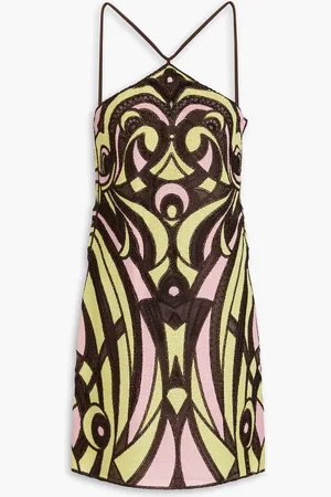 Puccini Embroidered gauze mini dress - Yellow - IT 44