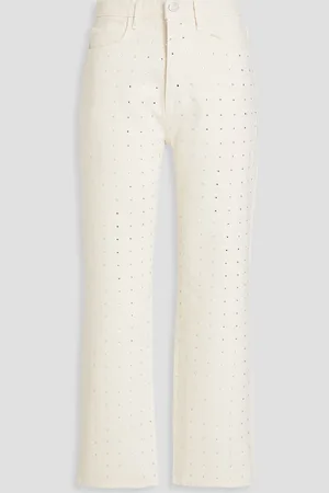 Frame Le Jane cropped embellished high-rise straight-leg jeans - White - 23