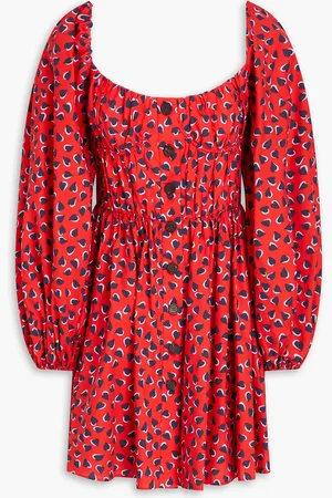 Carolina Herrera Off-the shoulder printed cotton mini dress - - US 8