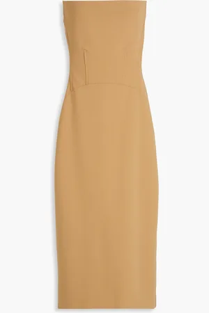 Another Tomorrow Dopio strapless crepe midi dress - Brown - IT 46