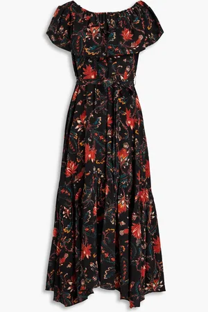 ULLA JOHNSON Skye belted floral-print silk crepe de chine midi dress - - US 00