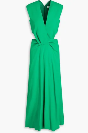 Victoria Beckham Cutout twisted crepe midi dress - Green - UK 6