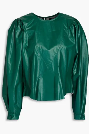 Isabel Marant Dobson modal-blend faux leather blouse - Green - FR 34