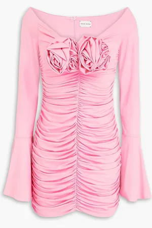 MAGDA BUTRYM Off-the-shoulder appliquéd stretch-crepe mini dress - Pink - FR 38