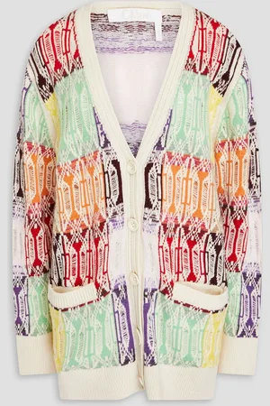 Chloé Jacquard-knit cashmere and wool-blend cardigan - - XS