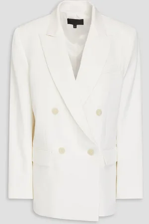 NILI LOTAN Pimpton double-breasted grain de poudre wool blazer - White - US 0
