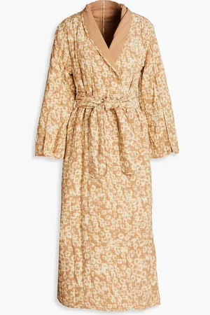 By Malene Birger Robanna belted printed quilted crepe coat - Neutral - L
