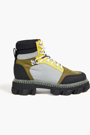 Ganni Color-block shell, suede and faux leather hiking boots - Green - EU 35
