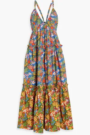 Cara Cara Shayna tiered floral-print cotton-poplin midi dress - - M