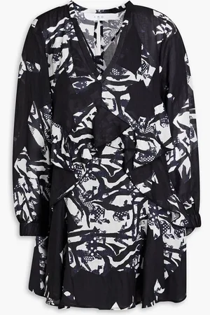 IRO Ruffled printed ramie mini dress - - FR 42
